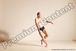 Underwear Gymnastic poses Man White Slim Bald Dancing Dynamic poses Academic